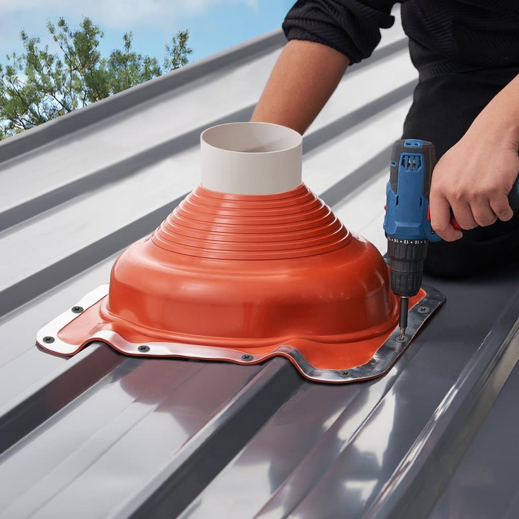 2 ks střešních manžet kovových, silikonových červené barvy, vhodné pro trubky 6-1/4" - 11-3/4"