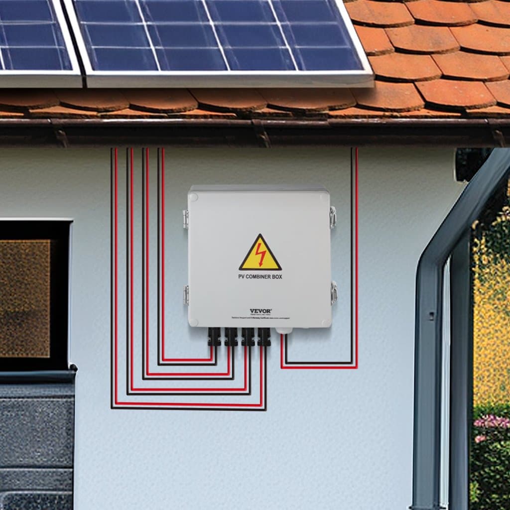 PV připojovací krabice 4 stringy 10A pro solární panely, ABS pouzdro, IP65