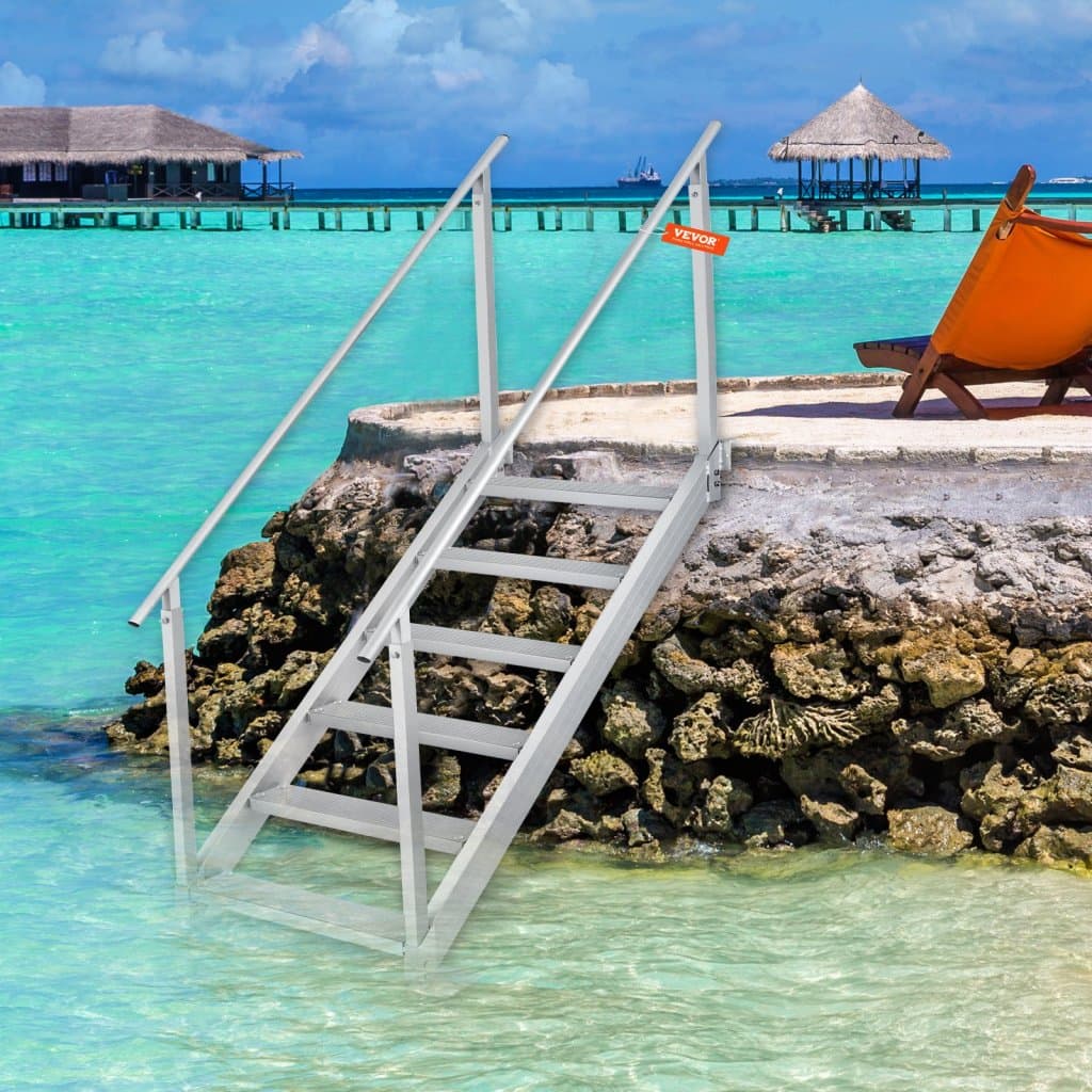 Hliníkový dokovací žebřík pro loď, nastavitelná výška, 6 stupňů