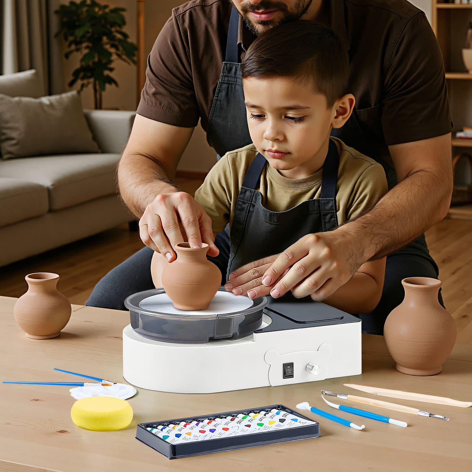 Miniaturní elektrické hrnčířské kolo na hlínu pro děti i dospělé, 158 mm, bílé