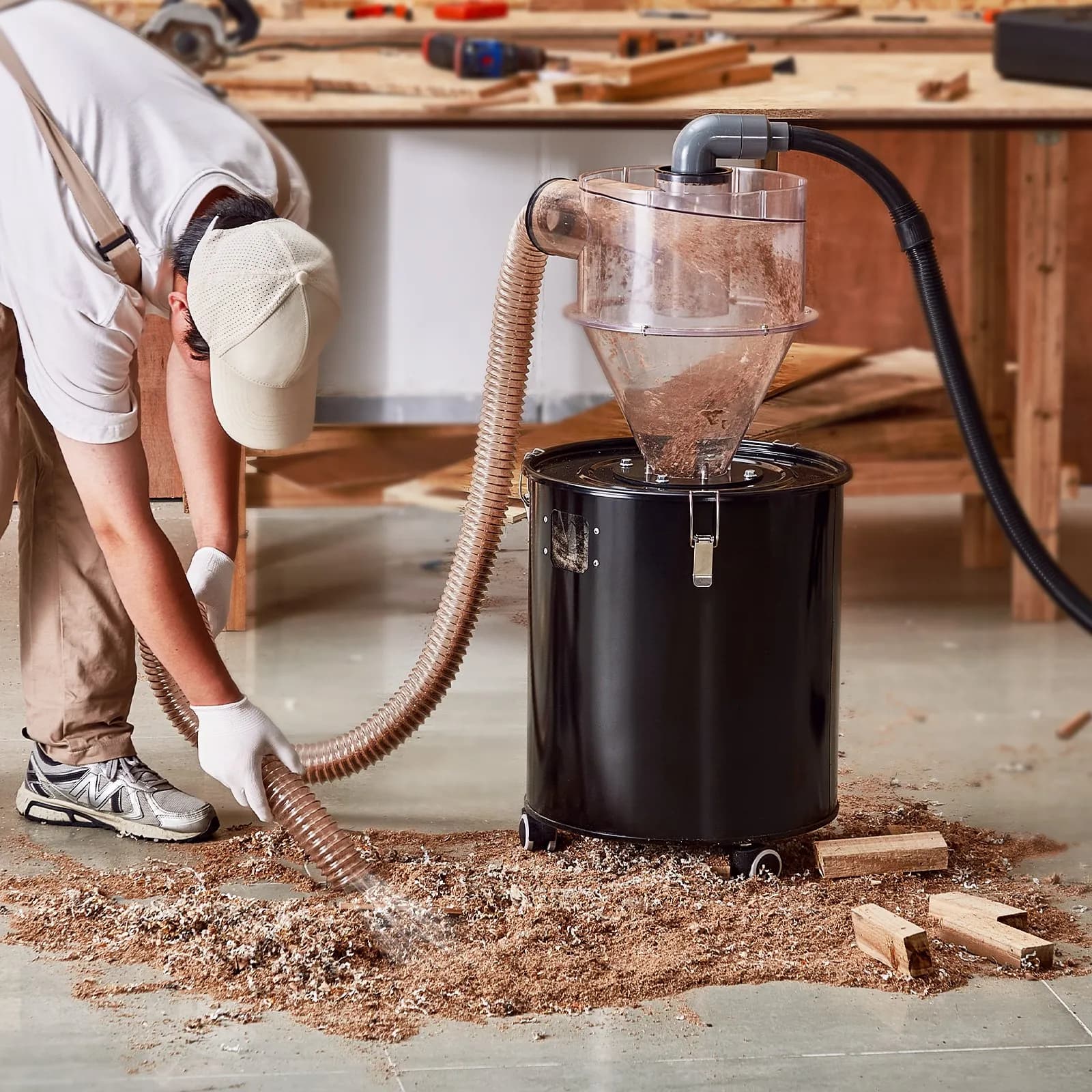 Cyklónový vysavač s odlučovačem prachu 4" pro nádobu 18,9–37,85 l