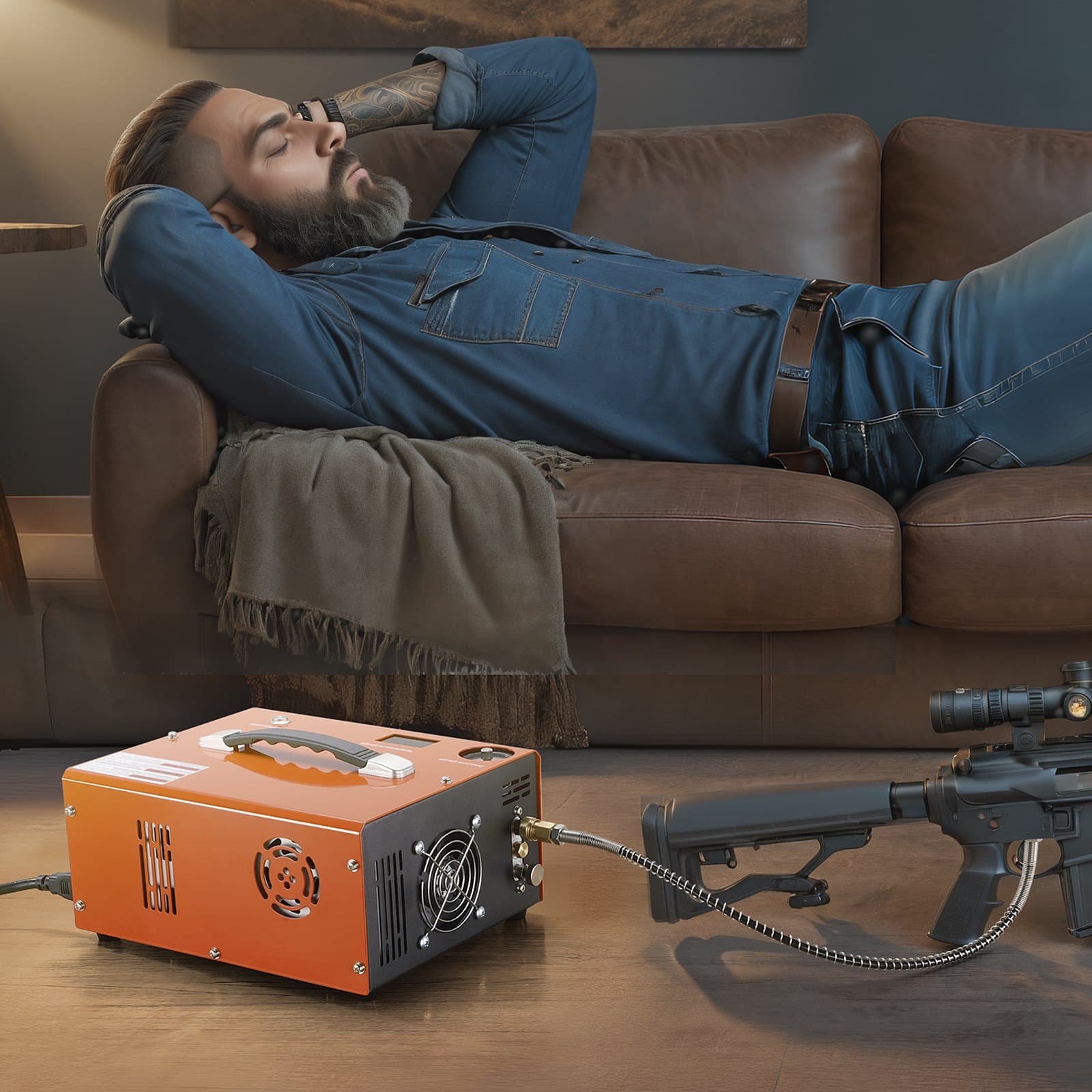 Kompresor vzduchu PCP 4500PSI/30MPa vestavěný měnič DC12V/AC230V automatické zastavení