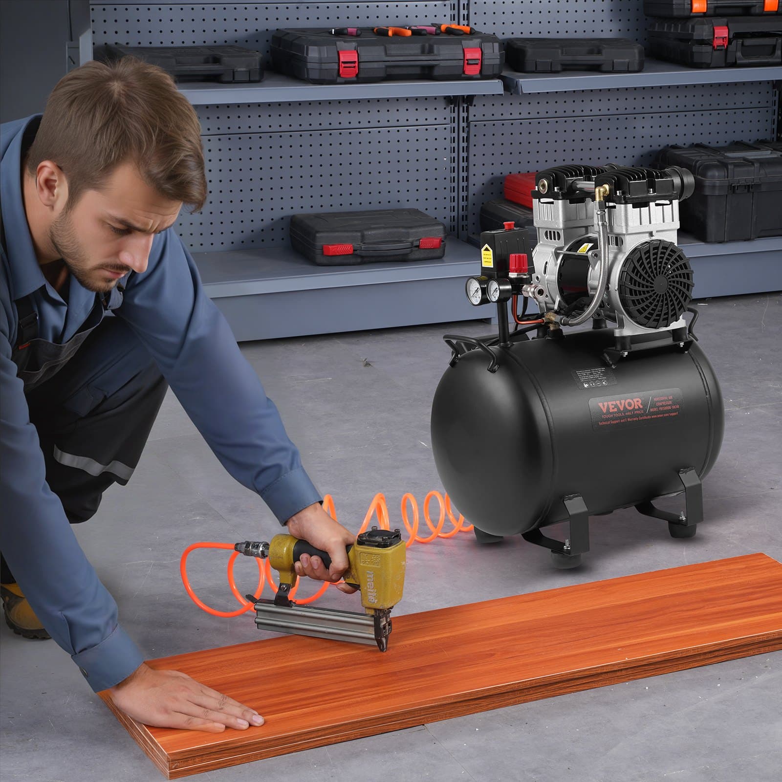 Kompaktní přenosný bezolejový kompresor 10 galonů 90 PSI