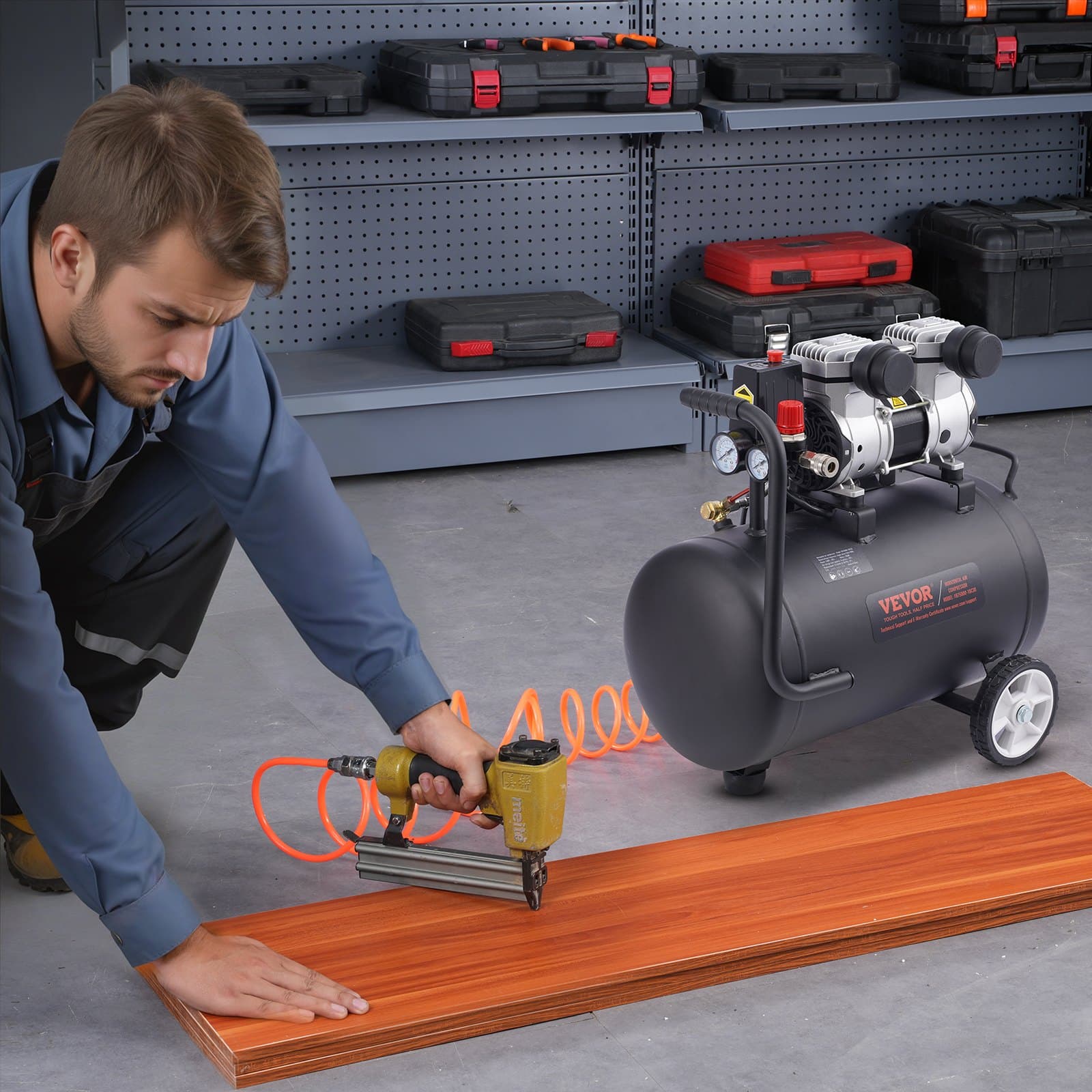 Kompaktní přenosný bezolejový kompresor 8 galonů, 90 PSI