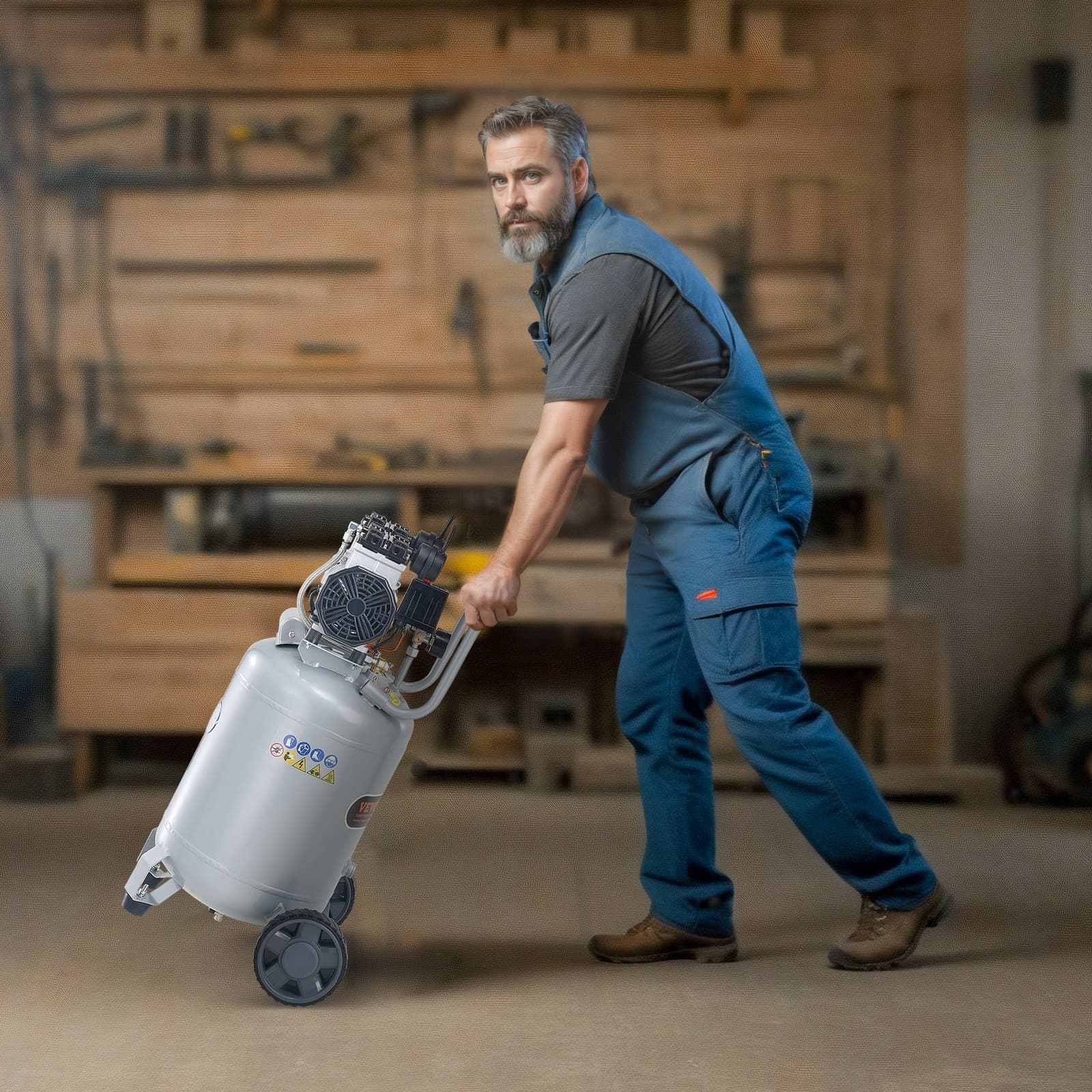 Vzduchový kompresor 49,2 l, 2 HP, 4 SCFM při 90 PSI, bezolejový kompresor, max. 116 PSI