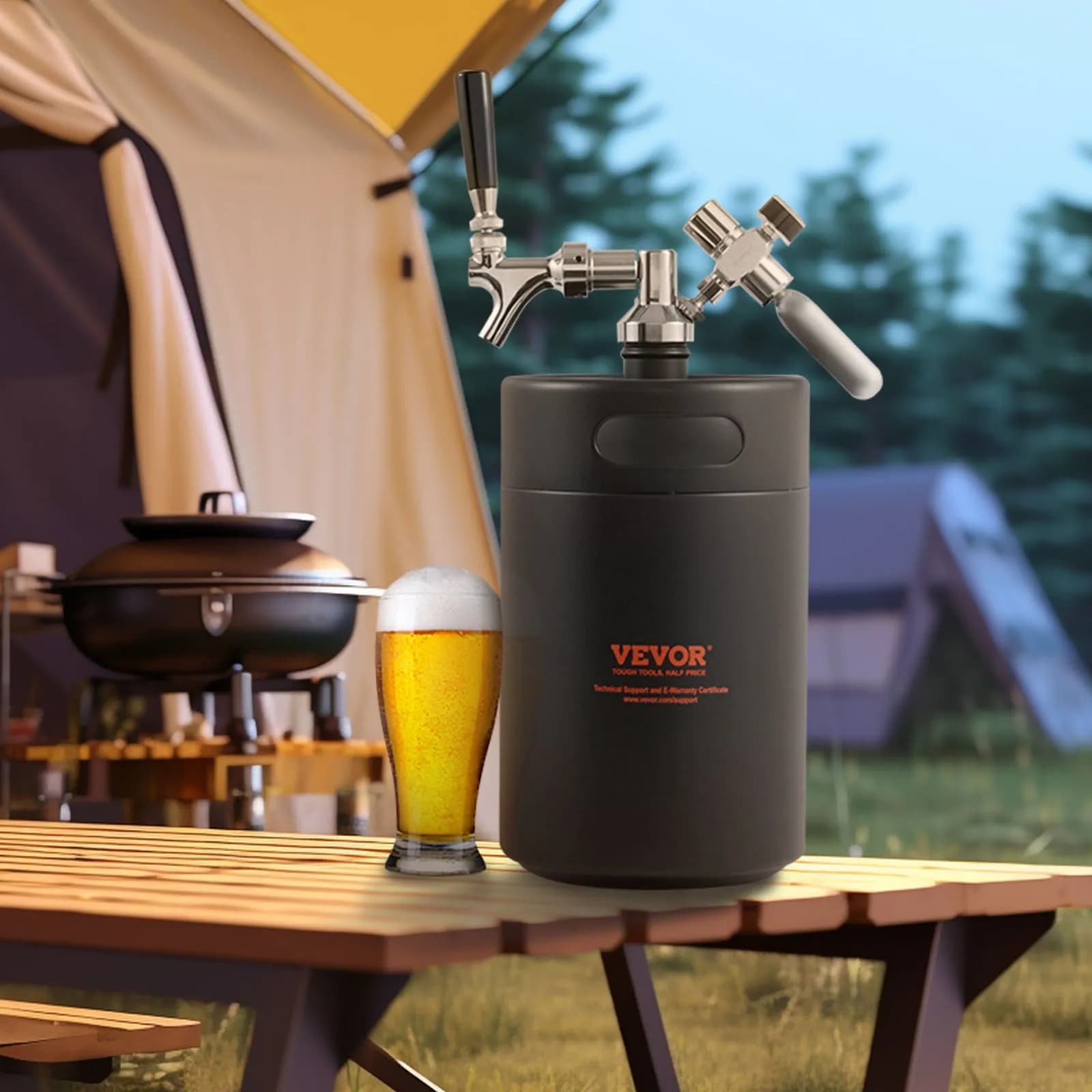 Pivní kohoutový systém, mini sud 5 l, 170 uncí, tlakový growler na pivo z nerezové oceli 304, sudový growler s ukazatelem tlaku, kohout s regulátorem CO2, těsnící kroužek proti úniku pro čepované pivo, domácí pivo, řemeslné pivo