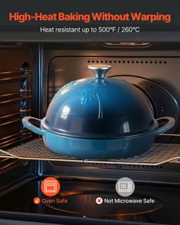 Smaltovaný litinový hrnec 4,7 l na pečení kváskového chleba, odolný hrnec s víkem a dvěma držadly, kompatibilní s indukční troubou do 260 °C, na vaření a pečení - miniatura 8