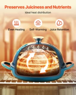 Smaltovaný litinový hrnec 4,7 l na pečení kváskového chleba, odolný hrnec s víkem a dvěma držadly, kompatibilní s indukční troubou do 260 °C, na vaření a pečení - miniatura 7