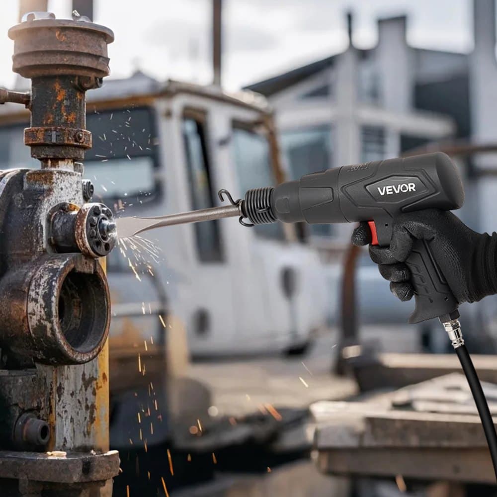 Pneumatické kladivo, pneumatické kladivo 2500-2700 úderů za minutu se zdvihem 70 mm a 4 ks sekáčů s dlouhou hlavní 170 mm, kompaktní pneumatické sekáč s pistolovou rukojetí, pneumatická lopata pro řezání, škrábání, demolice