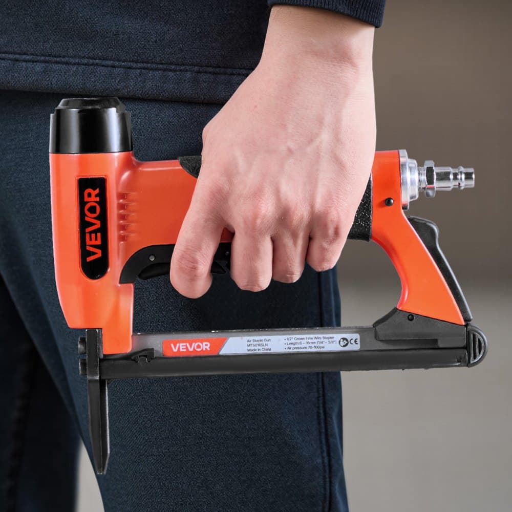 Pneumatická sešívačka, 20 Gauge s dlouhým nosem na čalounění pro jemné drátěné sponky řady 50, délka korunky 12,8 mm, délka 6 mm-16 mm, maximální plnění 110 ks, vzduchová sešívačka pro čalounění, práci se dřevem, kutily