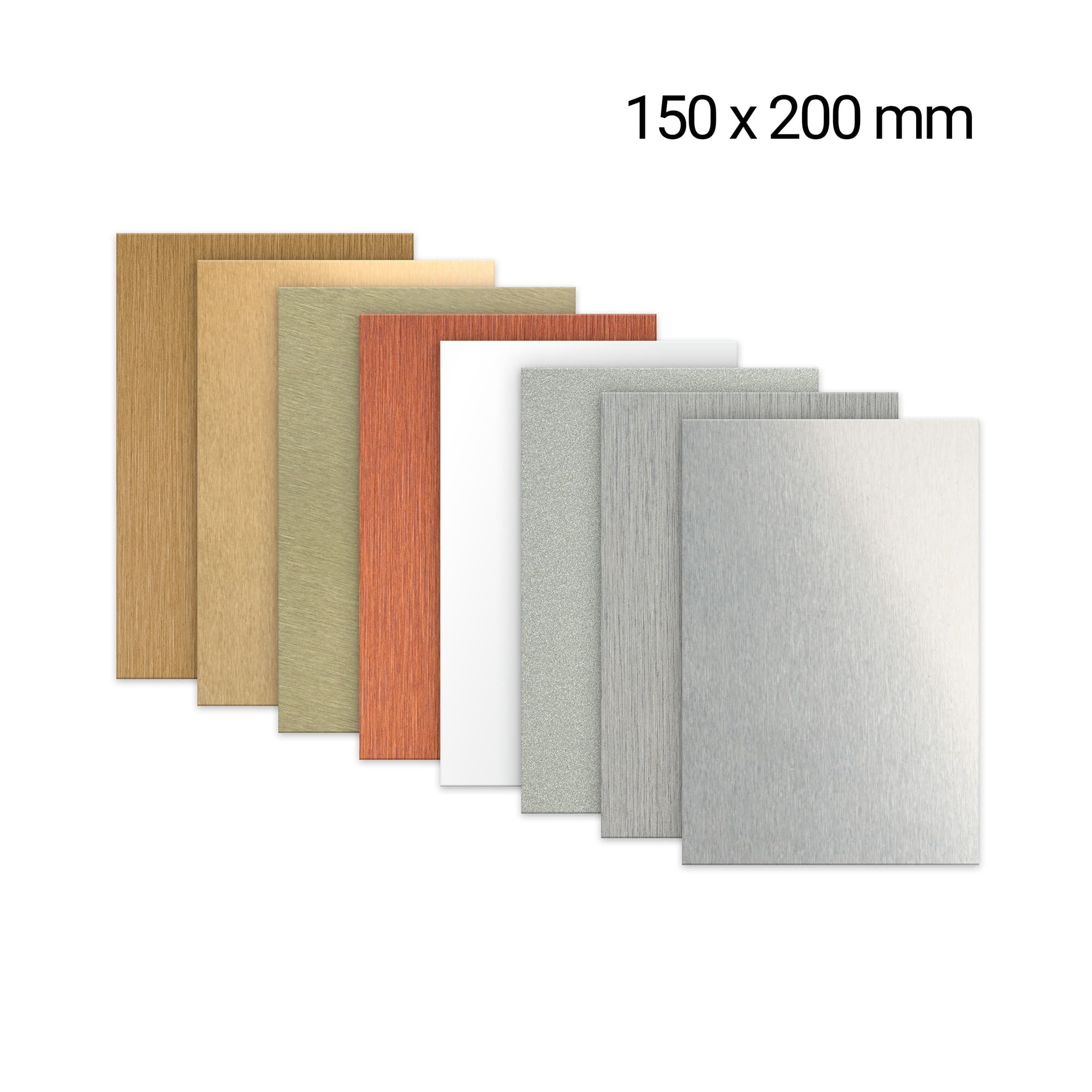 Hliníkový plech 150 x 200 mm, tloušťka 0,5 mm, pro dřevěné plakety 203, různé barvy