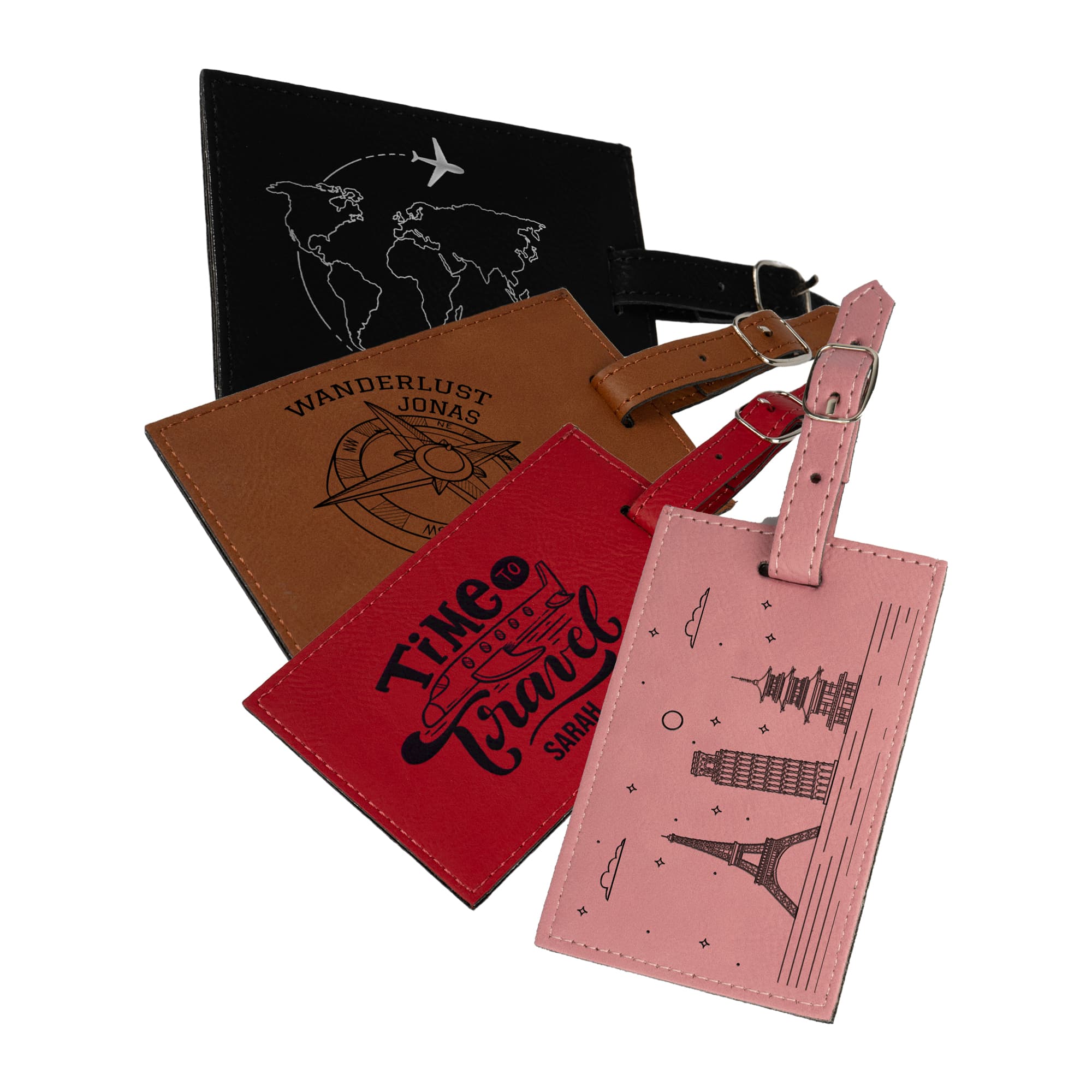 Laserová visačka na zavazadla z imitace kůže s nastavitelným popruhem 70 x 110 mm, různé barvy