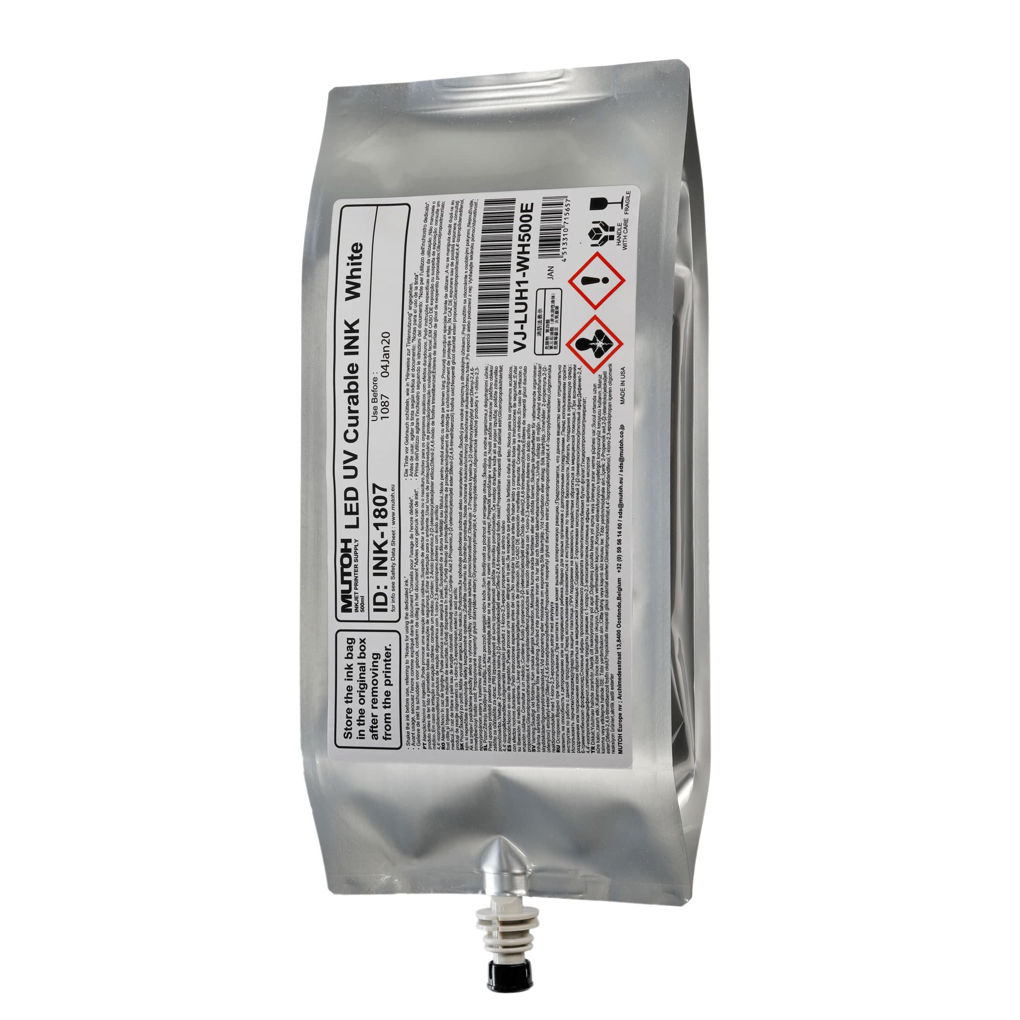 UH21 Tvrdý UV inkoust s LED diodami, bílý, balení 500 ml