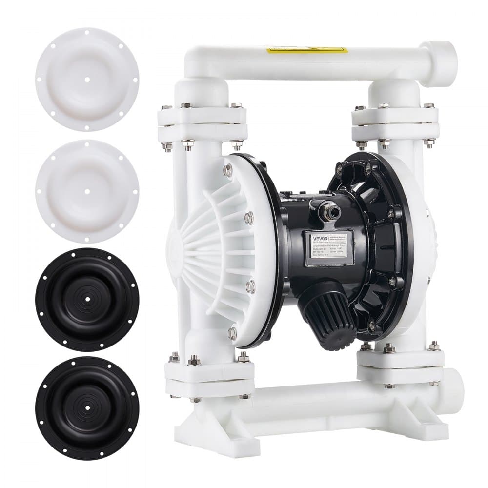 Pneumatické dvojité membránové čerpadlo, max. 94,64 l/min, standardní vstup a výstup, pneumatické čerpadlo na přečerpávání odpadního oleje, polypropylenové tělo, dvojité membrány, pro naftu, tuk, petrolej, benzín