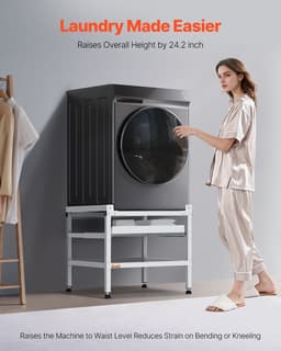 Stojan na pračku, podstavec pro pračku 25,2 x 25 palců, nosnost 136 kg, podstavec pro pračku a sušičku s podnosem, 4 nastavitelné nožičky pro zvedání praček, uhlíková ocel - miniatura 2