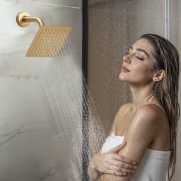 Sprchová baterie, termostatická stropní sprchová baterie 305 mm s nástěnnou hlavicí 152 mm a ruční sprchou 2 v 1, 3funkční dvojitá dešťová hlavice, mosazný ventil, kartáčované zlato - miniatura 17