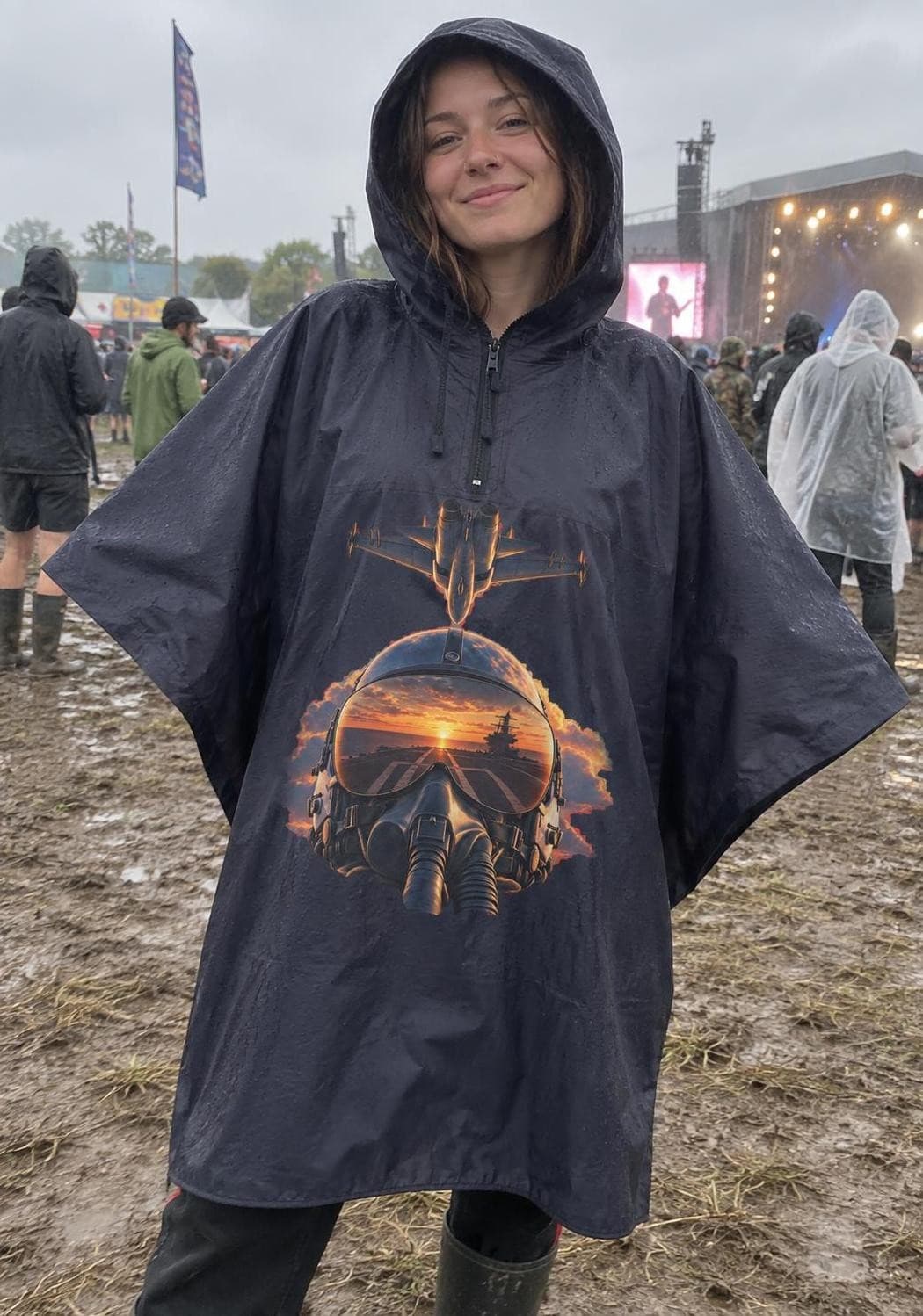 Top Gun – Střemhlav – poncho do deště s potiskem (Yoko HVS 470 Promo Poncho)