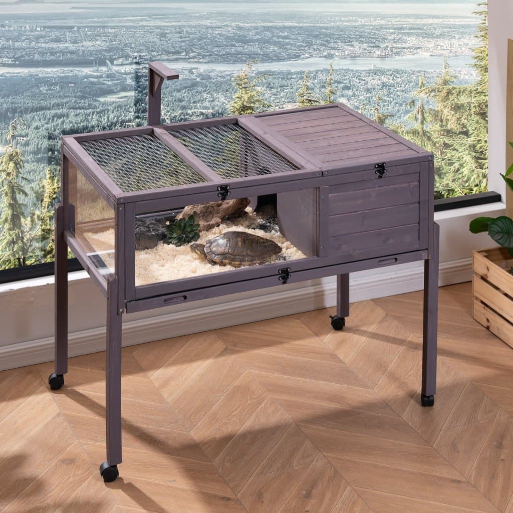 Dřevěný domek pro želvy do interiéru i exteriéru
