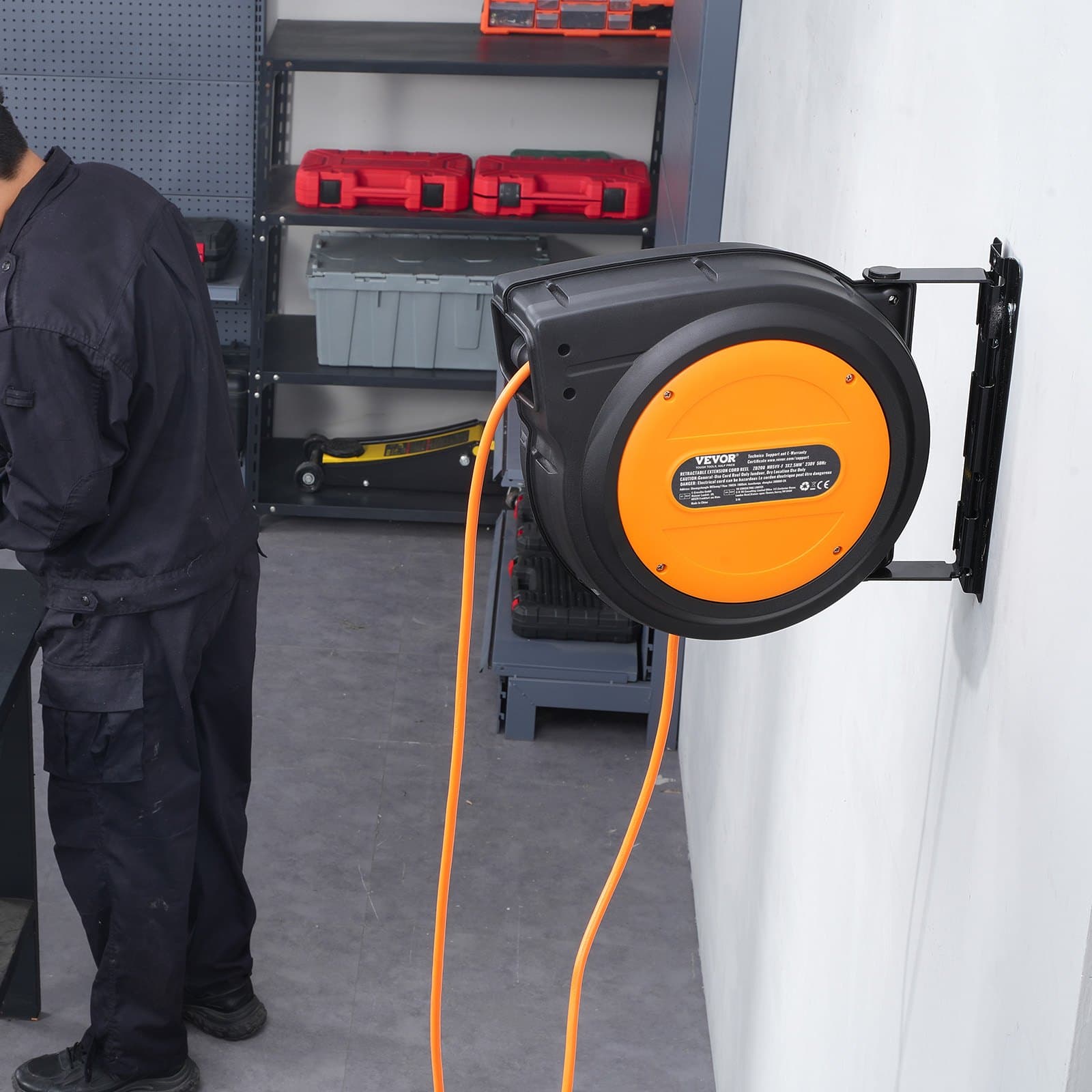 Naviják prodlužovacího kabelu, napájecí kabel na bubnu 19 m 1600 W, přívodní kabel 1 m