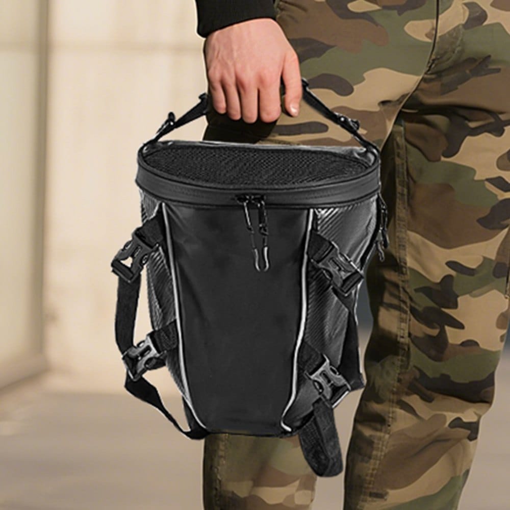 Motocyklová taška na zadní sedadlo, 10l motocyklová taška na zadní sedadlo s nepromokavou pláštěnkou, venkovní sportovní úložný prostor na motocyklové zavazadla, nosič na kufr, batoh, kabelka s ramenním popruhem a vnitřní kapsou, černá