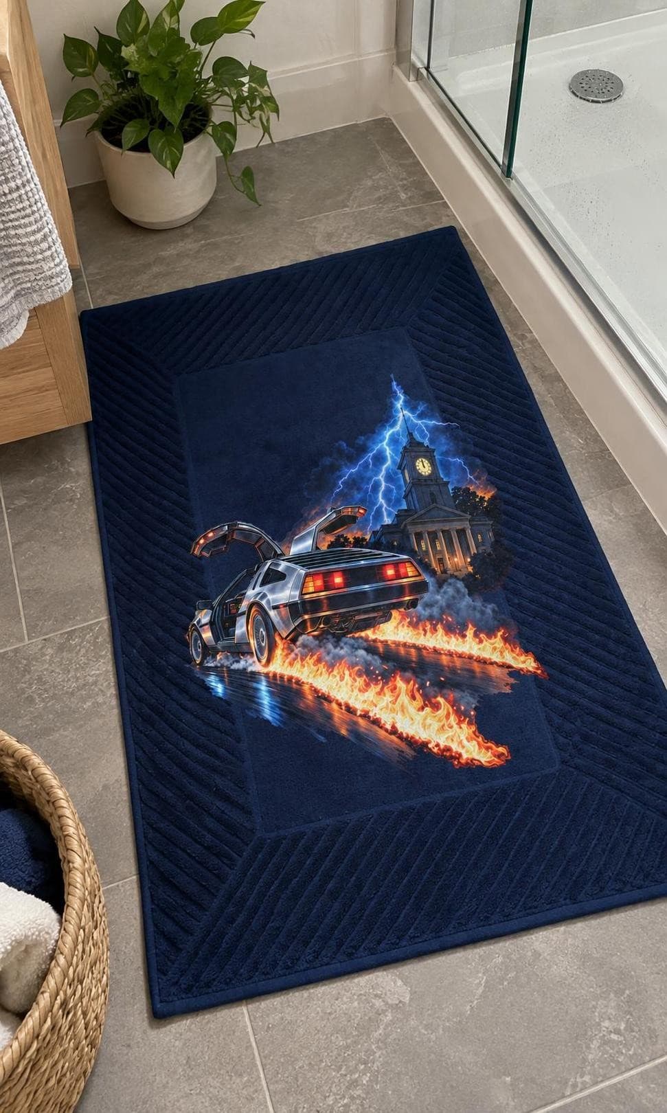 Time Machine 1985 – koupelnová rohož s potiskem (The One Bathmat 80)
