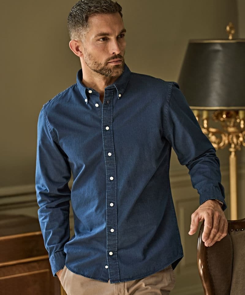 Tee Jays | TJ 4002 - Denim keprová košile s dlouhým rukávem
